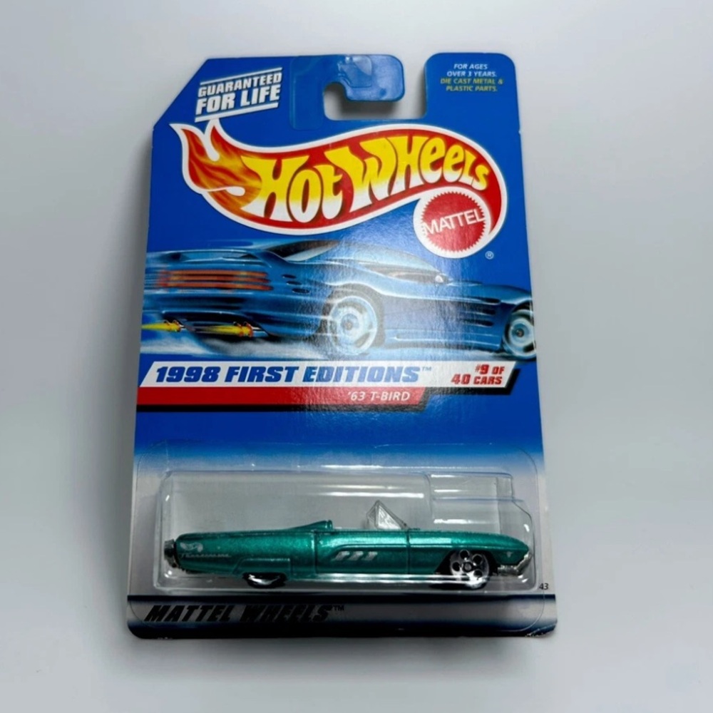 1998 Hot Wheels First Editions ‘63 T-Bird Teal w/Chrome 5 Dot Spokes 9/40 #644